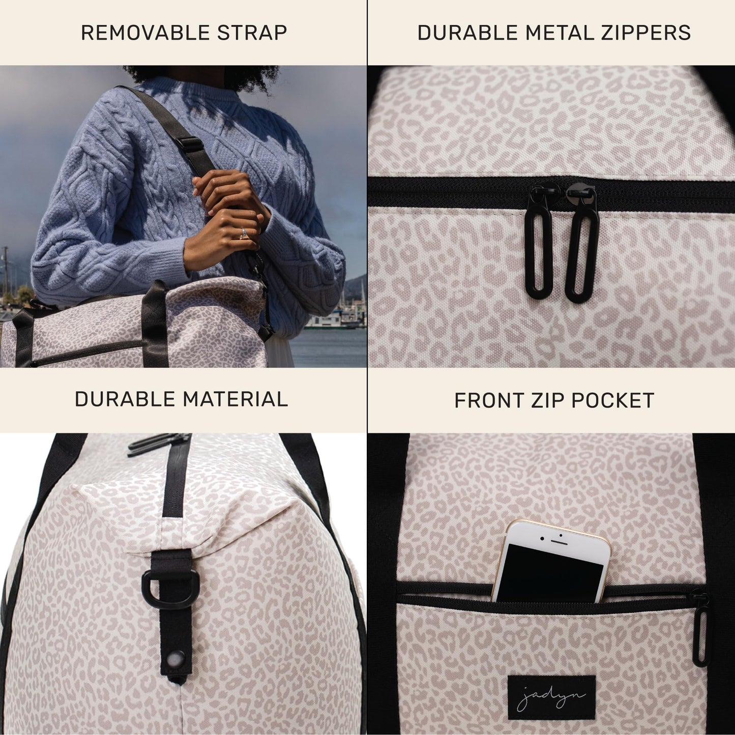 Jadyn Lola Travel Bag, Weekender/Overnight Duffel, Gym Tote Bag for Women, Men (Desert Leopard)