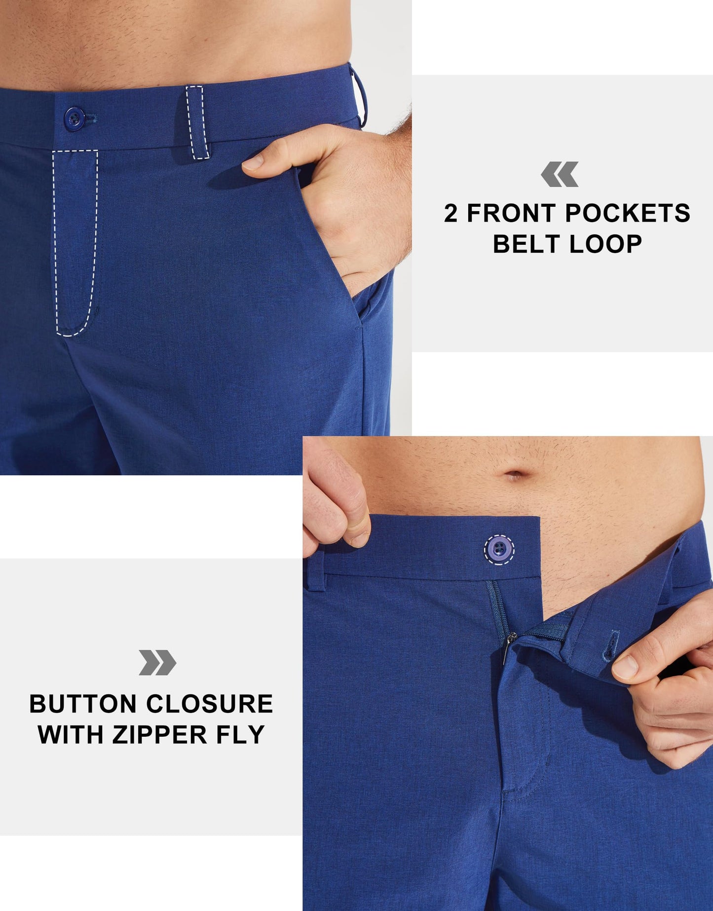 Libin Men's Pants 30" Comfy Business Casual Golf Pants Quick Dry Lightweight Fashion Outfits for Men Travel Vocation Dress Work Water Resistant, Royal Blue, 33W x 30L