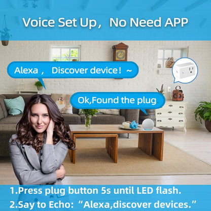 YNF Smart Plug, Simple Setup with One Voice Command, Works with Alexa Only, Remote Control with Timer Function, Bluetooth Mesh Outlet, Alexa Echo Required （2 Pack）