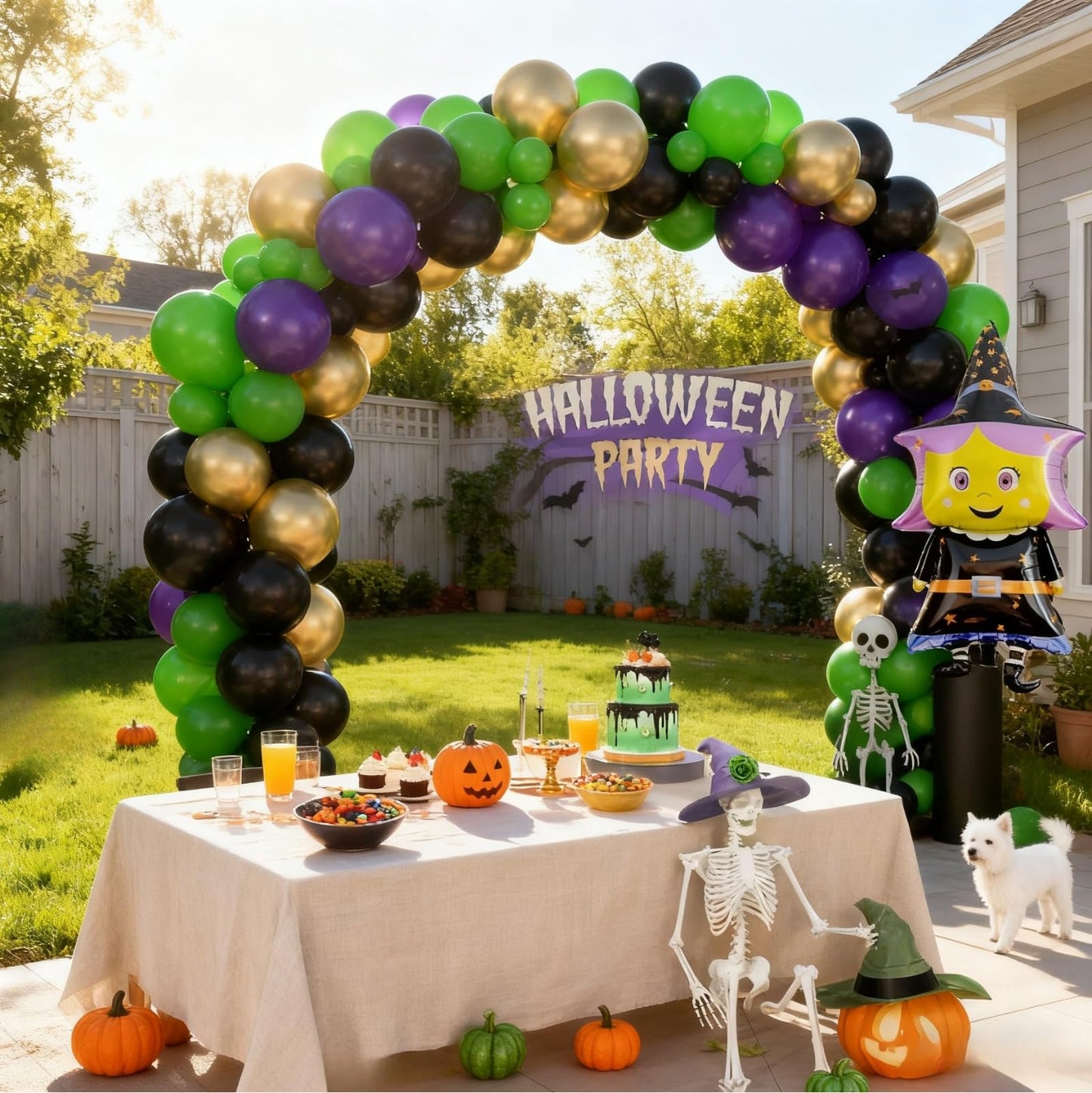 Halloween Balloon Garland Arch Kit,Purple Orange and Black Balloons with Spider Web,Witch Foil Balloon for Halloween Birthday Party Supplies Decorations