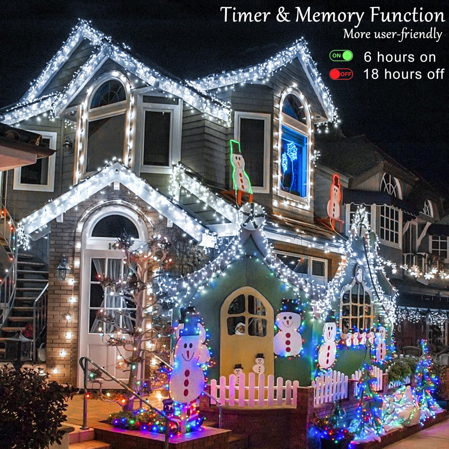 Icicle Christmas Lights Outdoor, 66ft 640 LED Icicle Lights for Outside, Plug in Twinkle Lights Indoor with 8 Modes Timer Waterproof for House Holiday Decor Wedding Christmas Decorations (Cool White)