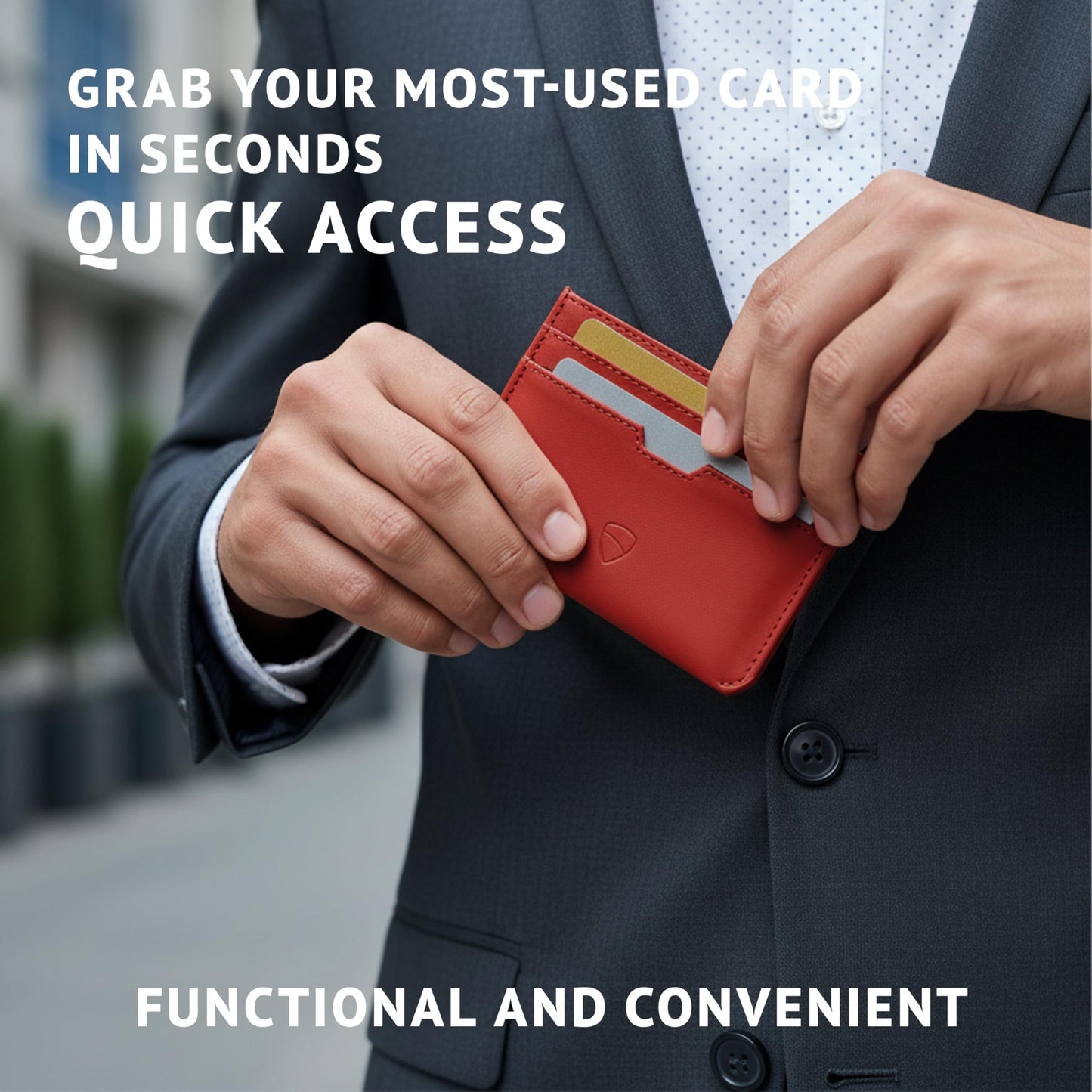 Vaultskin MOORGATE Slim Card Holder – Minimalist Leather Wallet with RFID Blocking, Front Pocket Credit Card Case for Men & Women (Crimson Red)