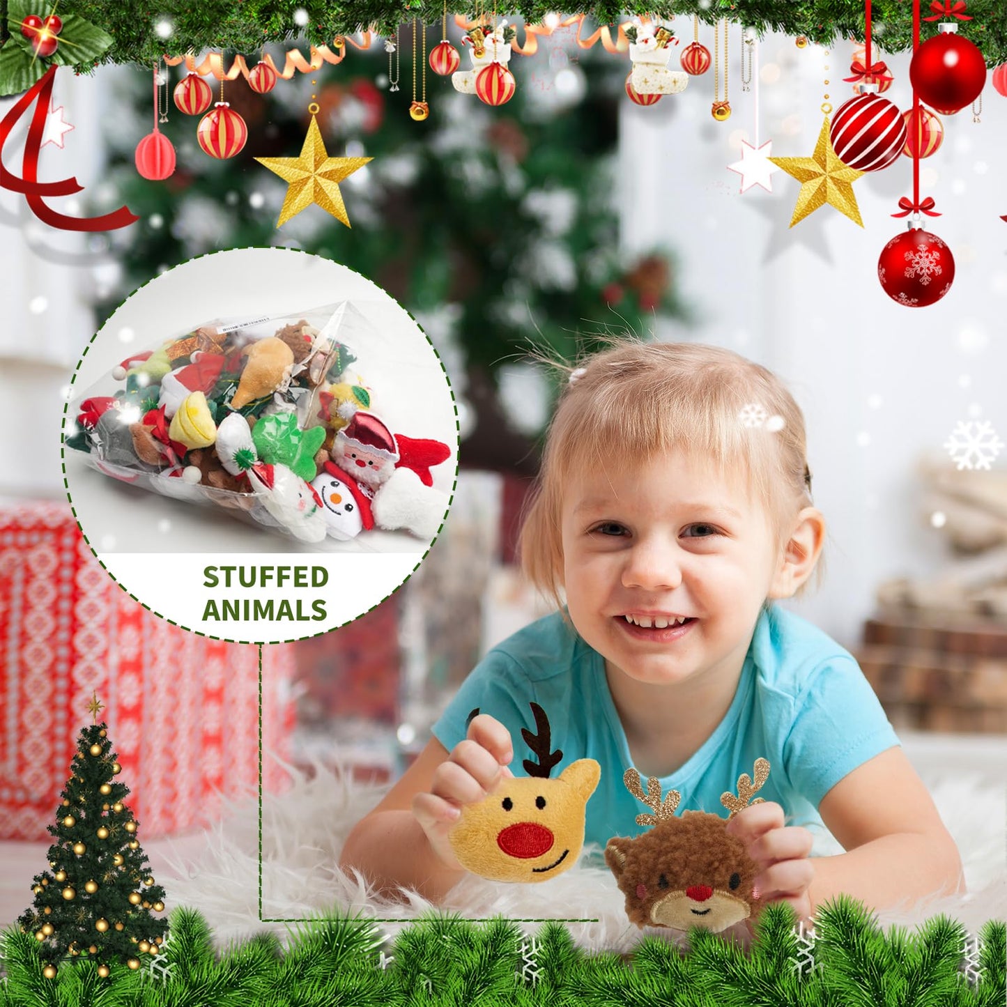 Hsodnr 60 Pack Christmas mini Plush Toy，Mini Set Plush Christmas Ornaments， Angel Santa Claus Snowman Reindeer Mini Christmas Tree Ornaments，Gifts for Children