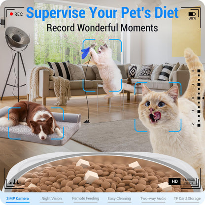 Frienhund Automatic Cat Feeder with 2K Camera: 5G WiFi Automatic Dog Feeder with Night Vision, Auto Cat Food Dispenser with 7L Large Pet Food Storage for Multiple Pet,Detachable for Easy Clean -29 Cup