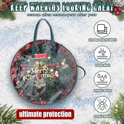 Shappy 8 Pcs Christmas Wreath Storage Bag Clear Wreath Box Wreath Storage Containers with Clear Window and Handle Christmas Garland Storage Containers for Xmas Holiday Seasonal Storage (36 Inch)