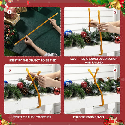 Zhengmy 16 Pcs 25 Inches Christmas Velvet Garland Ties Christmas Decorative Twist Ties for Banister Reusable and Flexible Twist for Xmas Home Decorations Holiday Craft Wrapping(Gold)