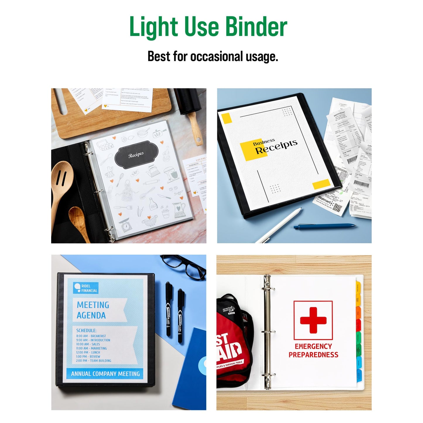 Office Essentials Economy View 3 Ring Binders, 2" Round Rings, 2.8" Spine, 375-Sheet Capacity, White Binders (12-Pack of 03428)