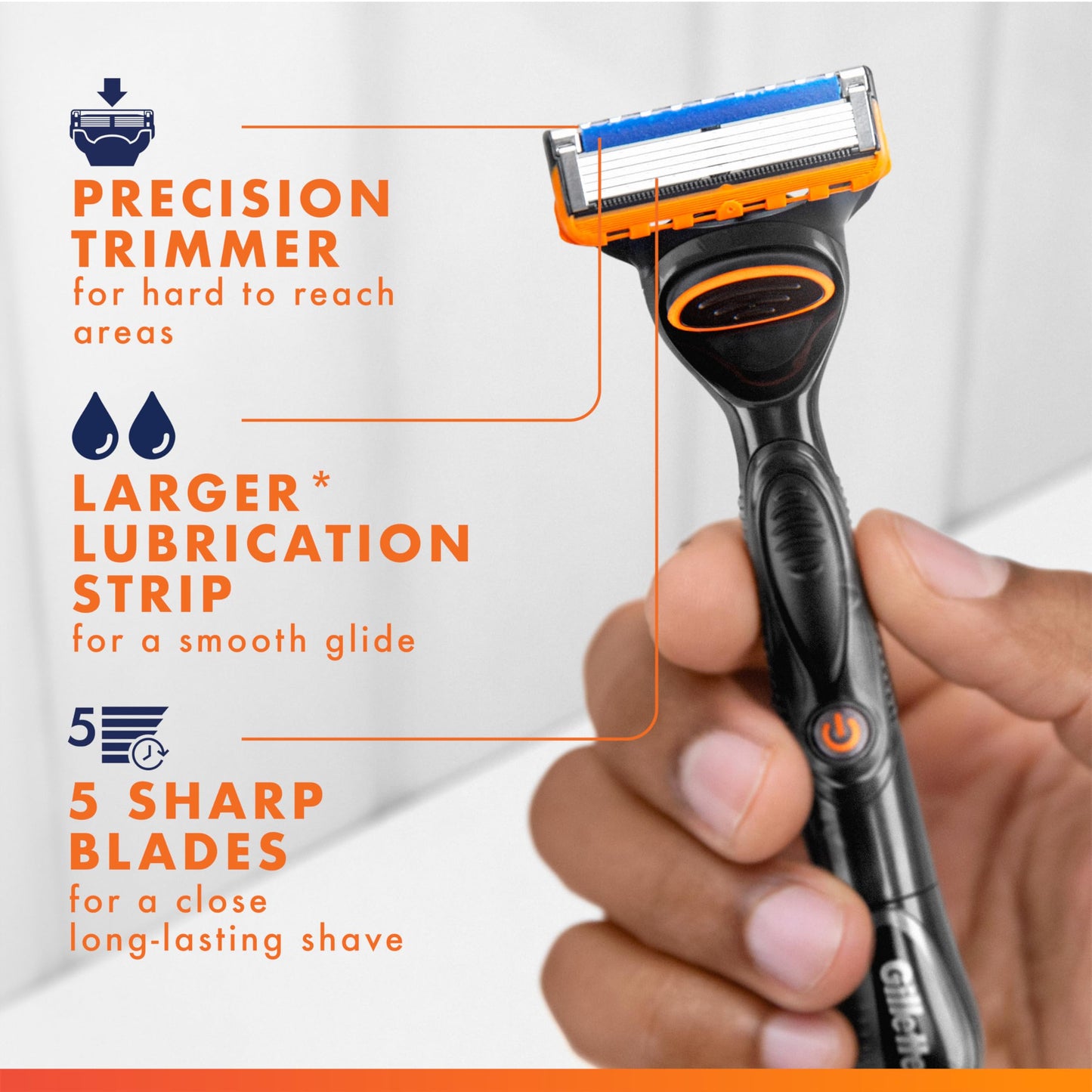 Gillette Fusion5 Power 5-Blade Razor Blade Refills for Men with Precision Trimmer, 10 Count