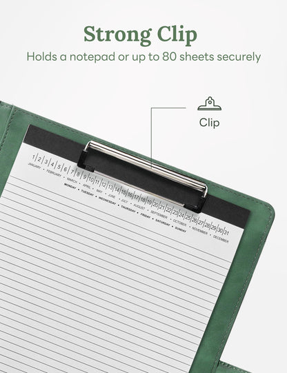 Clipboard Folder Padfolio, Mymazn Writing Portfolio Faux Leather Clipboards with Cover for Legal Pad Holder Letter Size A4 8.5 x 11 for Business Conference Notepad Clip Boards