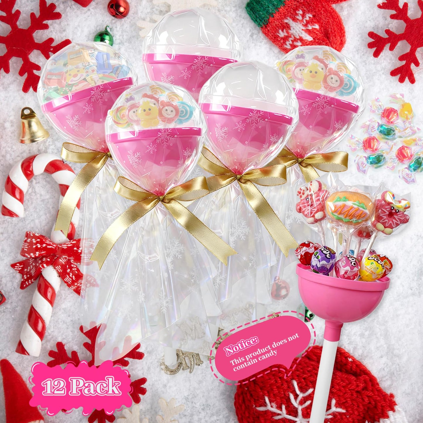 LILIDASO Empty Giant Plastic Lollipop Container,12 PCS Party Favor Container, Candy Box, Empty Cute Container, Suprise Gift For Birthday or Christmas gift