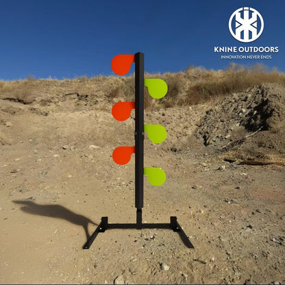 KNINE OUTDOORS AR500 Dueling Tree Target Kit, Angle-Adjustable Stand, 6-Piece 3/8" Thickness Steel Paddles in 6" Diameter, Steel Target for Shooting