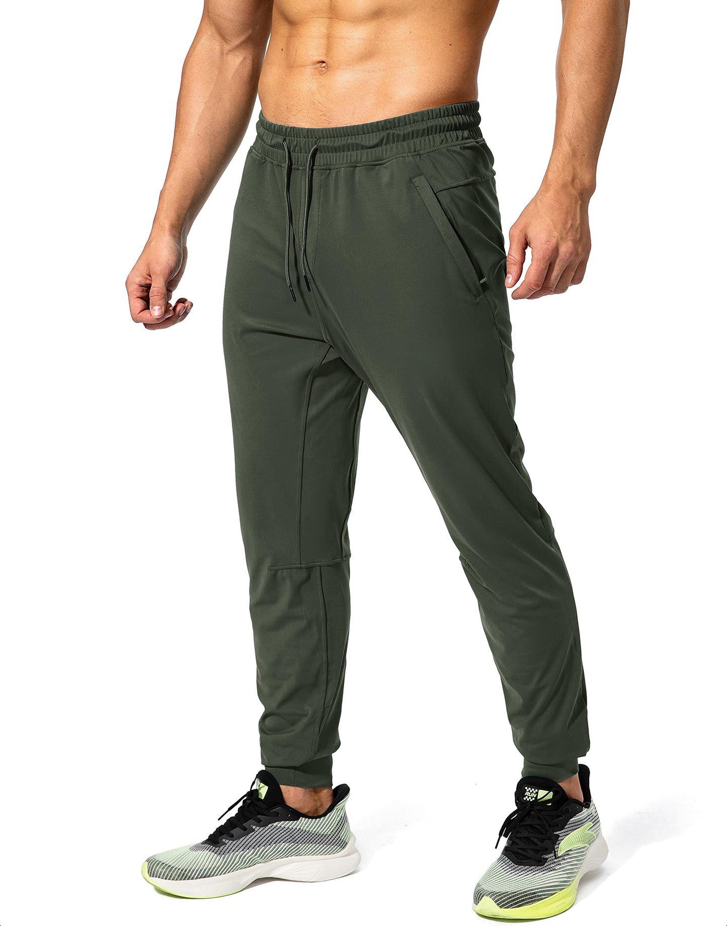G Gradual Men's Sweatpants with Zipper Pockets Athletic Pants Traning Track Pants Joggers for Men Soccer, Running, Workout(Olive Green,XXL)