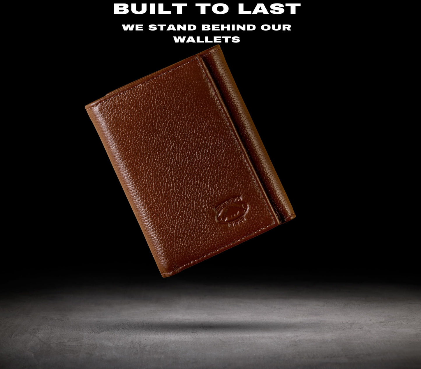 Stealth Mode Trifold Wallet - RFID Blocking Wallet with Flip ID Holder - Leather Case for Money, Credit Cards - Mens Organizer, Divided Billfold, Identity Protection - Men's Gifts (Brown Pebble)