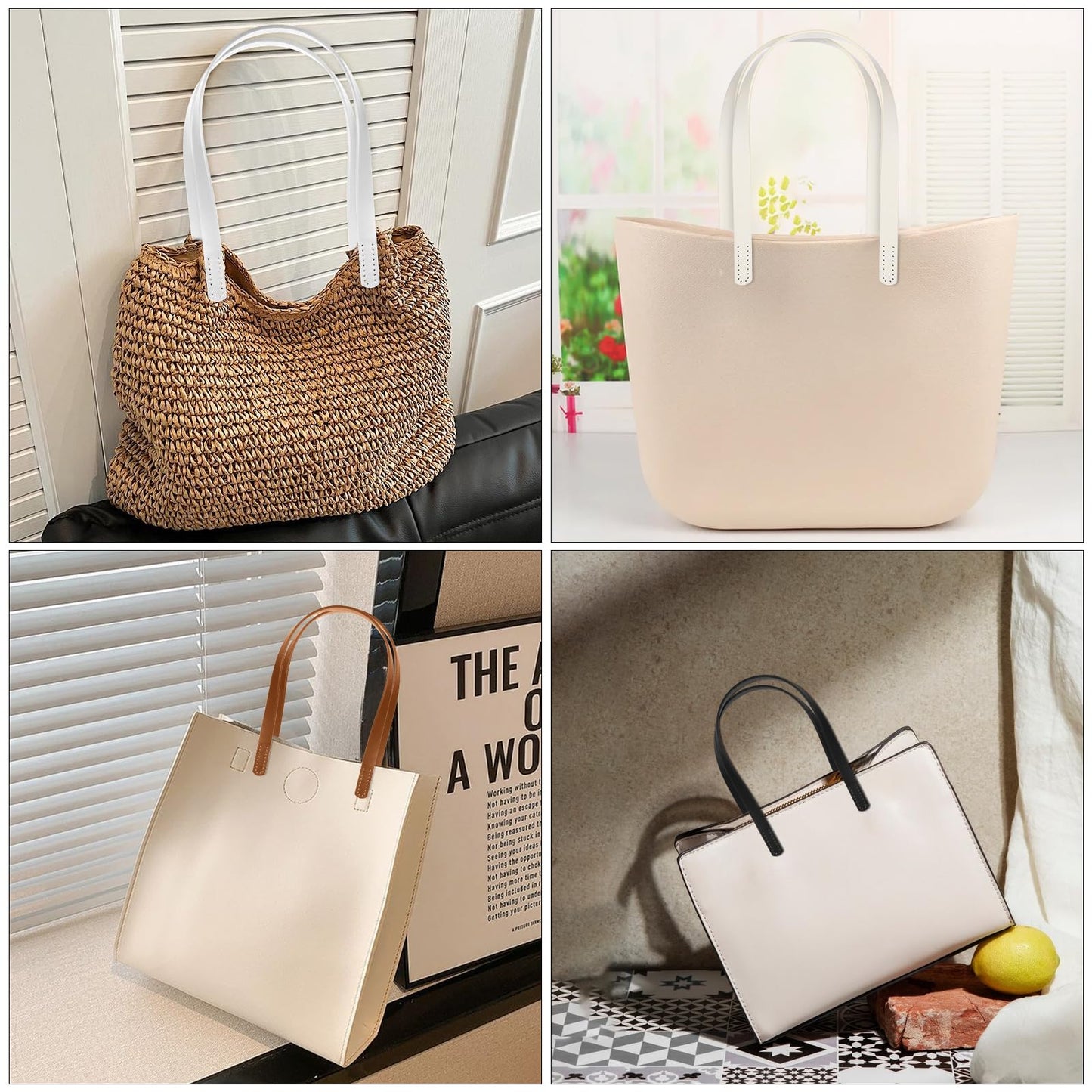 16pcs PU Leather Bag Handles 23.5 inch Leather Purse Strap Bag Handle Replacement for DIY Crocheted Bags Purse Wallet Tote Bag Handmade Bag Leather Purse Repair