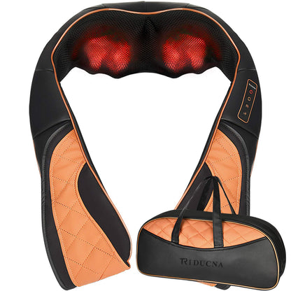 TRIDUCNA Shiatsu Neck Shoulder Back Massager with Heat and Carry Bag - Electric Massage Pillow with Deep Tissue Kneading for Lower Back, Calf, Leg Massage - Use at Home, Office, and Car
