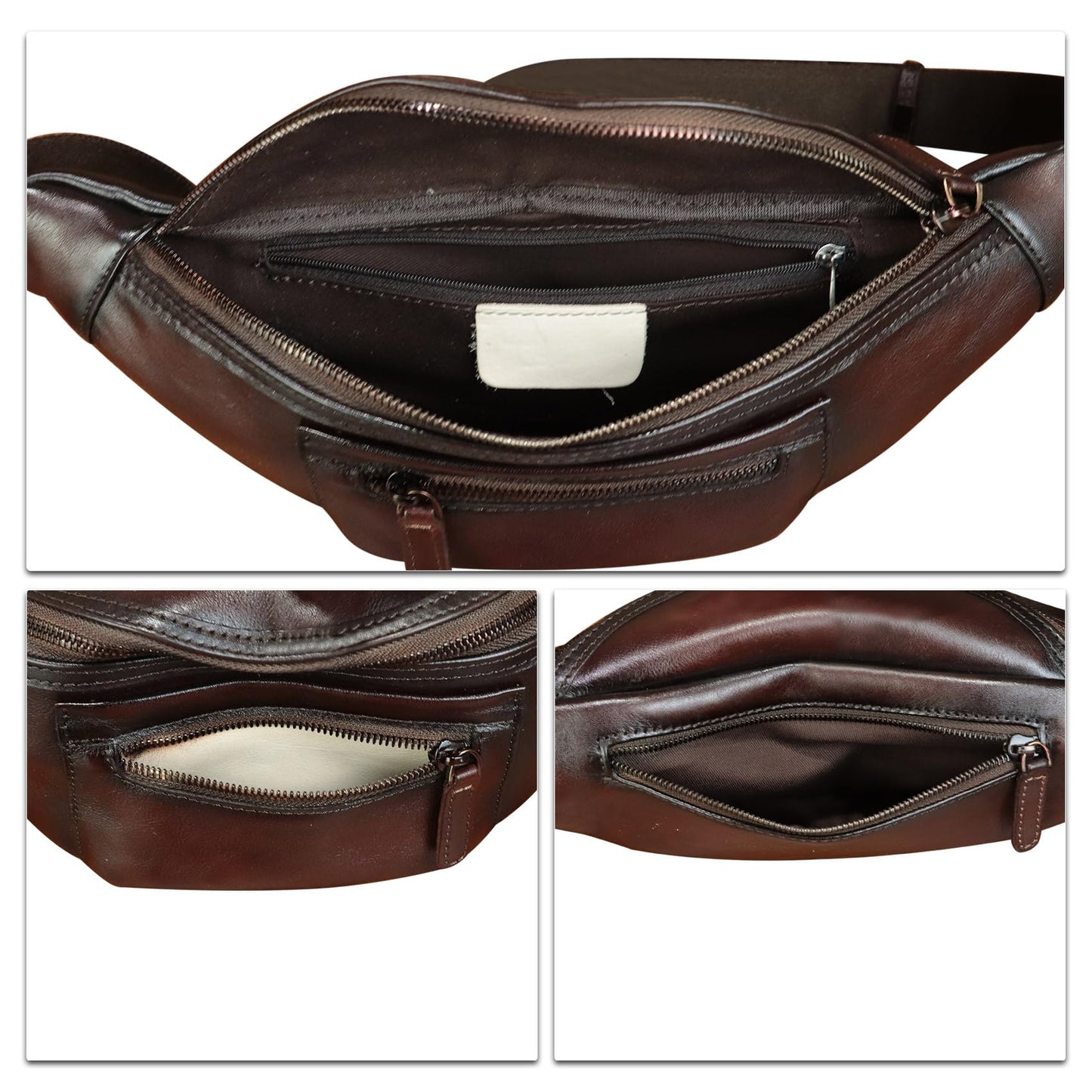 Genuine Leather Fanny Pack for Men and Women Vintage Handmade Leather Waist Bag Sling Backpack Hip Purse Crossbody Bag (Coffee)