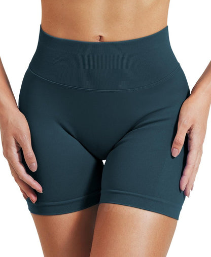 VOYJOY Women Workout Impact Shorts 2.5"/ 3.6"/ 4.5"/ 6" Scrunch Butt Lifting Gym Seamless Booty Biker Shorts Navy Green