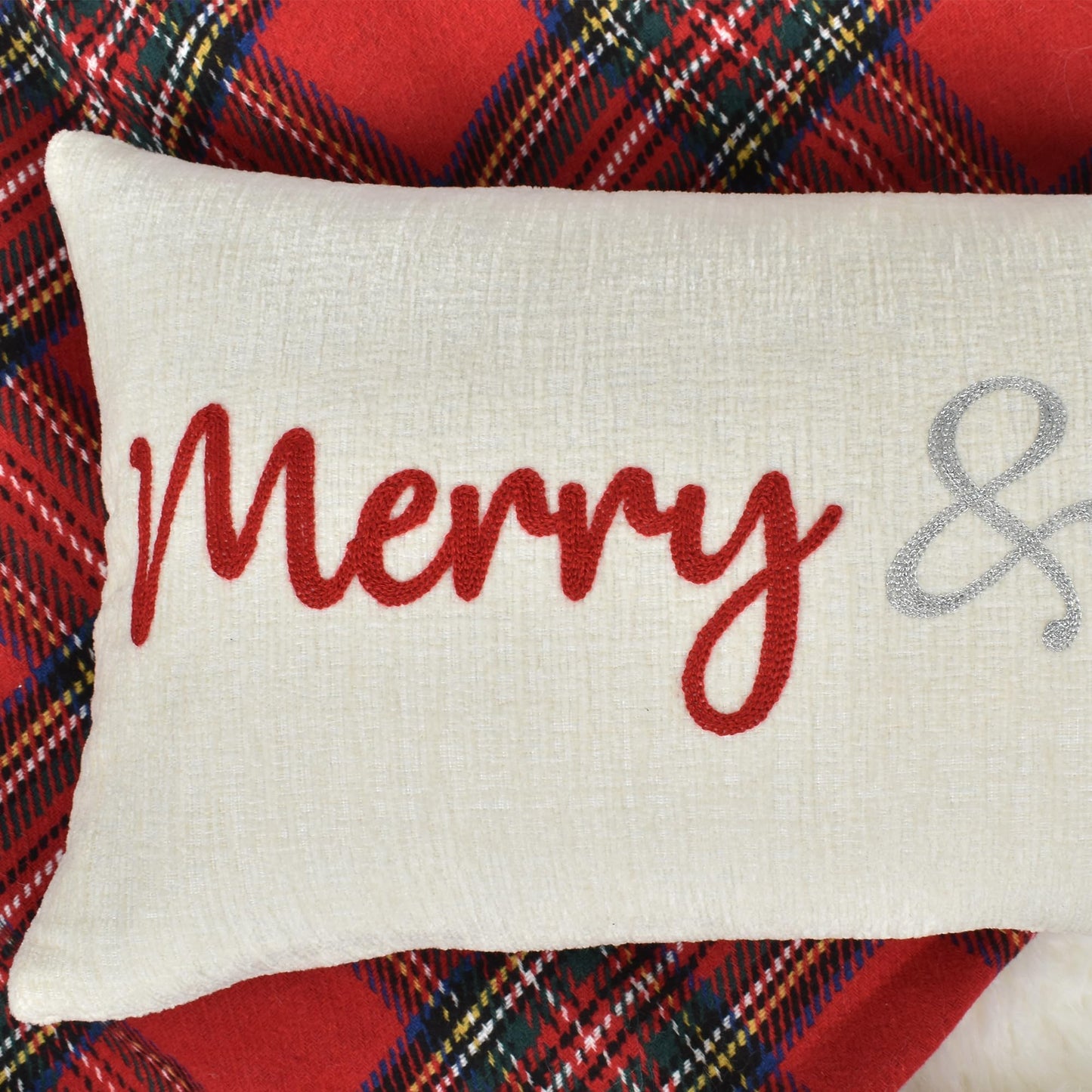 LOOPUINHOM Nice Merry and Bright Christmas Decor Cotton Burlap Decorative Rectangle Throw Lumbar Waist Pillow Case Cushion Cover for Couch Living Room 12X24 inches