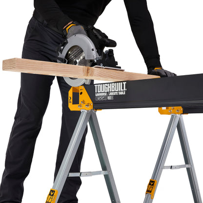 ToughBuilt - Folding Sawhorse/Jobsite Table - Sturdy, Durable, Lightweight, Heavy-Duty, 100% High Grade Steel, 41.5-Inch Easy Carry Handle - (TB-C550)