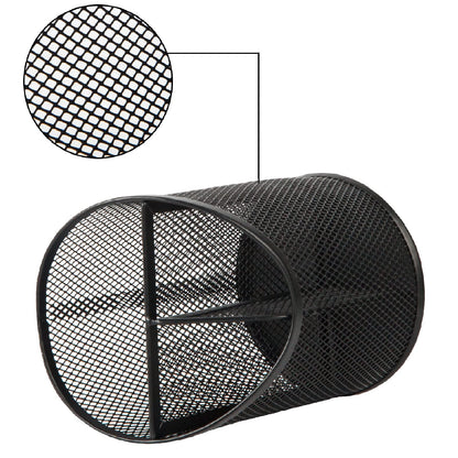 Delifox 2 Pack Pen Holder Mesh Round Pencil Holder Desktop Organizer 3 Compartments, Black