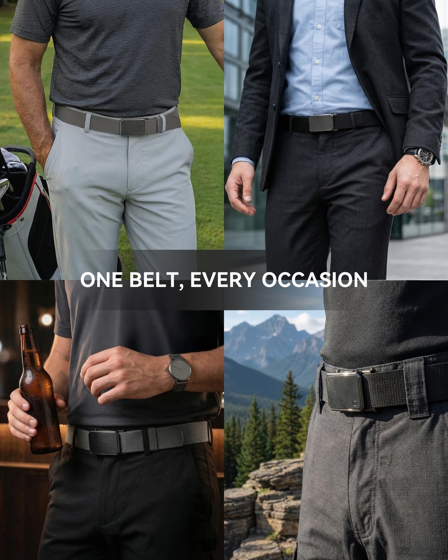 CHAOREN Mens Ratchet Belt – 1.5" Stretch Nylon Belts for Casual, Work, Golf – Adjustable Fit for Everyday Comfort