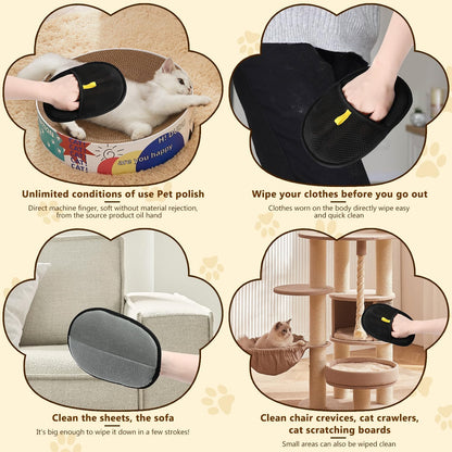 RWSEFK Pet Hair Removal Glove for Cats & Dogs, Efficient Grooming Gloves for Pet Hair, Cat Grooming Gloves for Hair Removal，Reusable Cat & Dog Hair Remover for Couch, Furniture, Carpet, Curtain(2Pcs)
