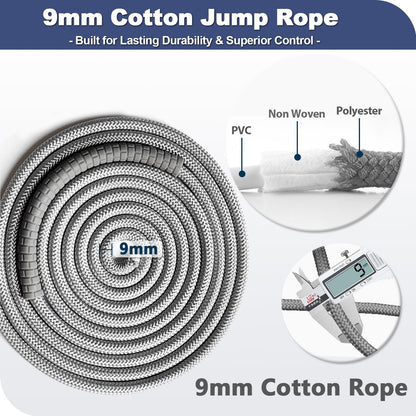 Weighted Jump Rope, 1LB Tangle-Free Ball Bearing Rapid Speed Skipping Rope for Men Women, Adjustable 9mm Cotton & PVC Rope with Alum Handle for Boxing MMA Weight-Loss Athletic Workout Fitness