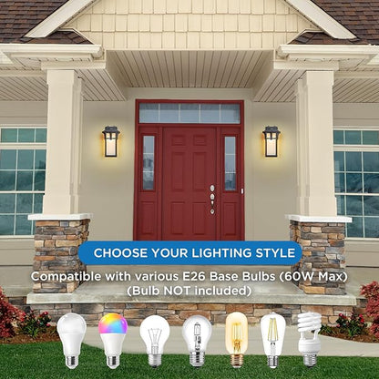2 Pack Porch Lights Wall Mount Outdoor Wall Lantern Small Waterproof Aluminum with Frosted Glass Exterior Light Fixtures Asian Outdoor Sconces for Outside House Patio Garage Lighting, Black