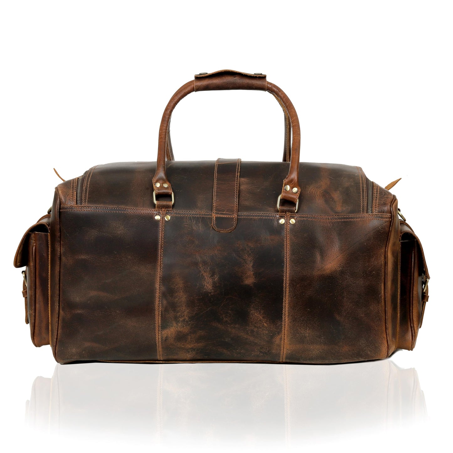 Cuero Full Grain Leather Duffle Bag for Men, Buffalo Overnight Weekend Travel Bag, Carry On with Organized Pockets, YKK Zippers, Adjustable Strap (Choclate Brown)