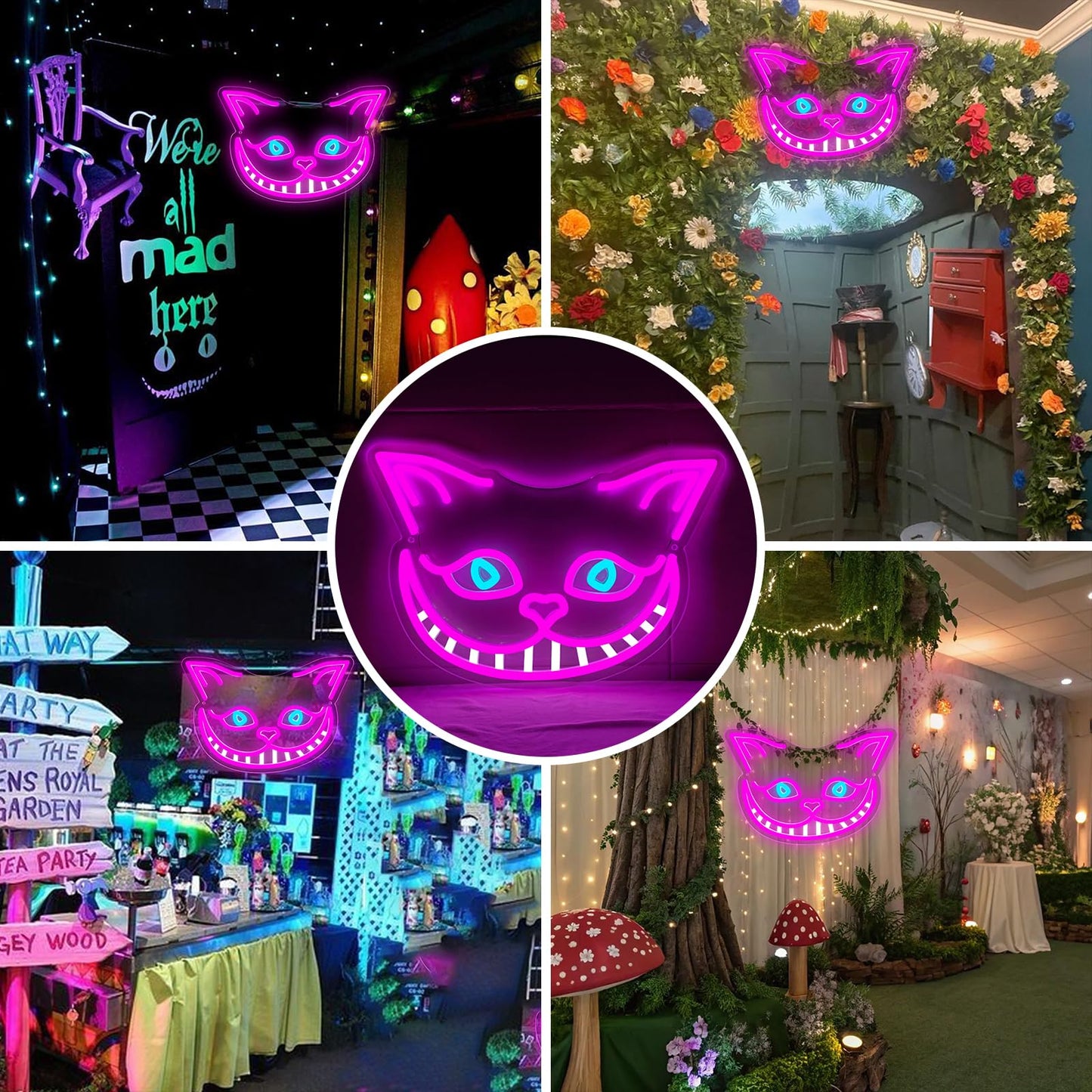 Vivafurn Cheshire Cat Neon Sign Alice in Wonderland Decor Light Up Sign,Smile Cat Neon Light for Wall Decor,Bedroom,Tea Party,Birthday Gifts,Bar Home Dorm Decorations