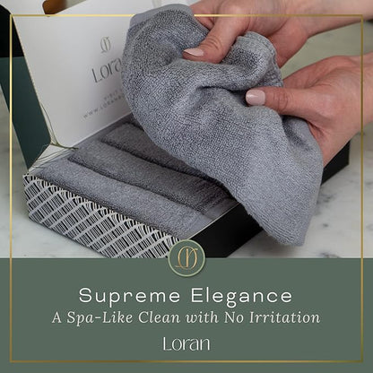 Silver Grey Washcloths Set of 6 Soft Facial Cloths 10” x 10” 100% Viscose