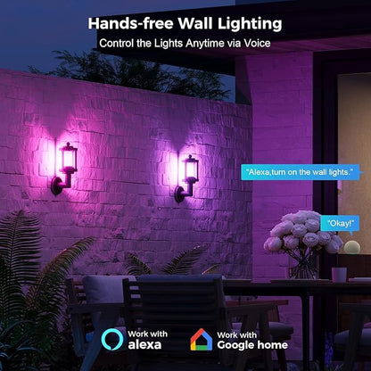 XMCOSY+ Outdoor Wall Lights, 1100LM LED Wall Sconces, Smart RGBW Porch Lights Outdoor, WiFi APP Control, Compatible with Alexa, Adjustable Dual-Head IP65 Waterproof Wall Lanterns, 1 Pack