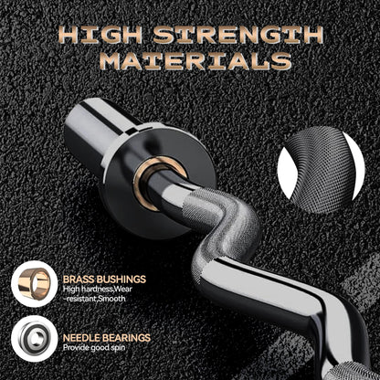 4FT Ez Curl Barbell Bar, O-Lympic Barbell Curl Bar with 2 Spring Collars, Bearing & Bronze Bushing Rotating Sleeves, Knurled Grip, Durable Rust-Proof Design for Squats/Curls/Bench Press, Black