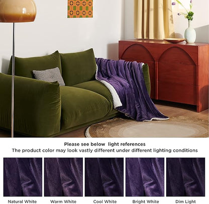 Bedsure GentleSoft Sherpa Fleece Throw Blanket for Couch - Thick and Warm Throw for Women, Soft Fuzzy Plush Blanket for Winter, Purple, 50x60 Inches