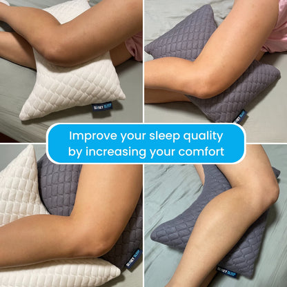 Sidney Sleep Mini Travel Size Neck Pillow - Knee, Back Lumbar and Support - Small Curved Pillow - 14 x 19 Inches - Adjustable Loft - Washable - Drawstring Backpack Included (Mini - Grey)
