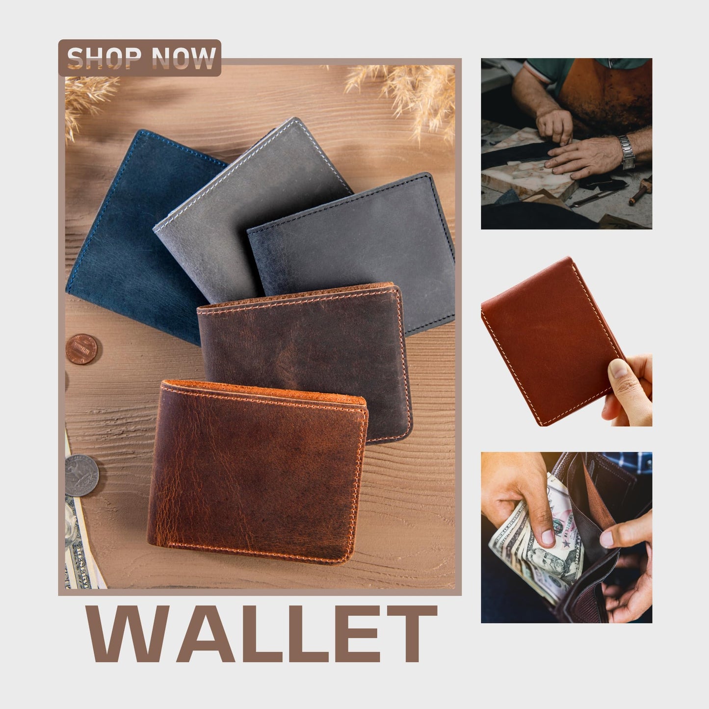 Personalized Leather Wallet for Men – Engraved Name Initial, Custom Monogram in 5 Colors & 6 Designs – Ideal Gift for Husband, Dad, Boyfriend, Wedding, Anniversary, Birthday, Valentines Day Gifts