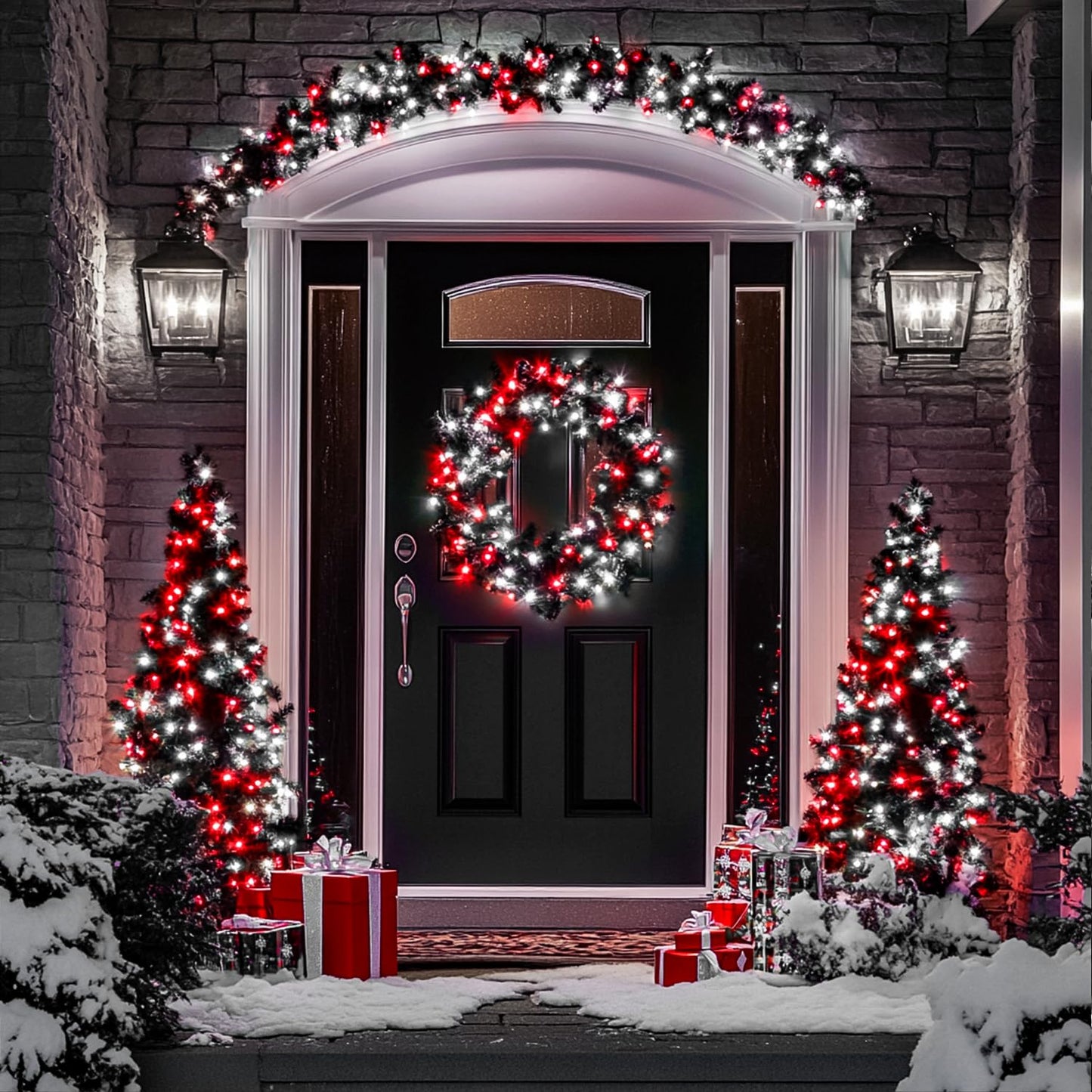 JMEXSUSS 66ft 200 LED Red and White Christmas Lights, Outdoor String Plug-in, Expandable for Tree Outside Party Home Decorations