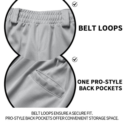 QBK Youth Toddler Baseball Pants Softball Pants Kids Tee Ball Pants for Boy Girl 2T-17Years（Grey 7T）