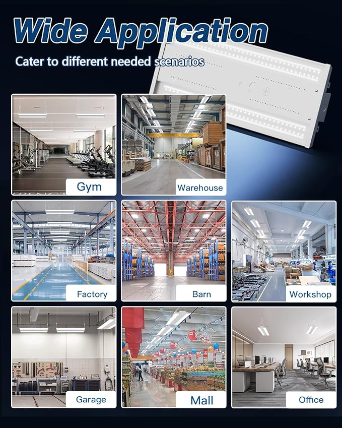LED Linear High Bay Light 4-Pack, 210W 31500LM 0-10V Dimmable 5000K Daylight, Adjustable High Bay LED Shop Lights Lighting Fixtures for Garage Warehouse Workshop, UL