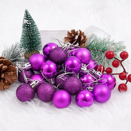 30ct Christmas Ball Ornaments, 1.18" Shatterproof Christmas Tree Decorations, Perfect Hanging Ball for Indoor/Outdoor Holiday Party Decor (Purple)