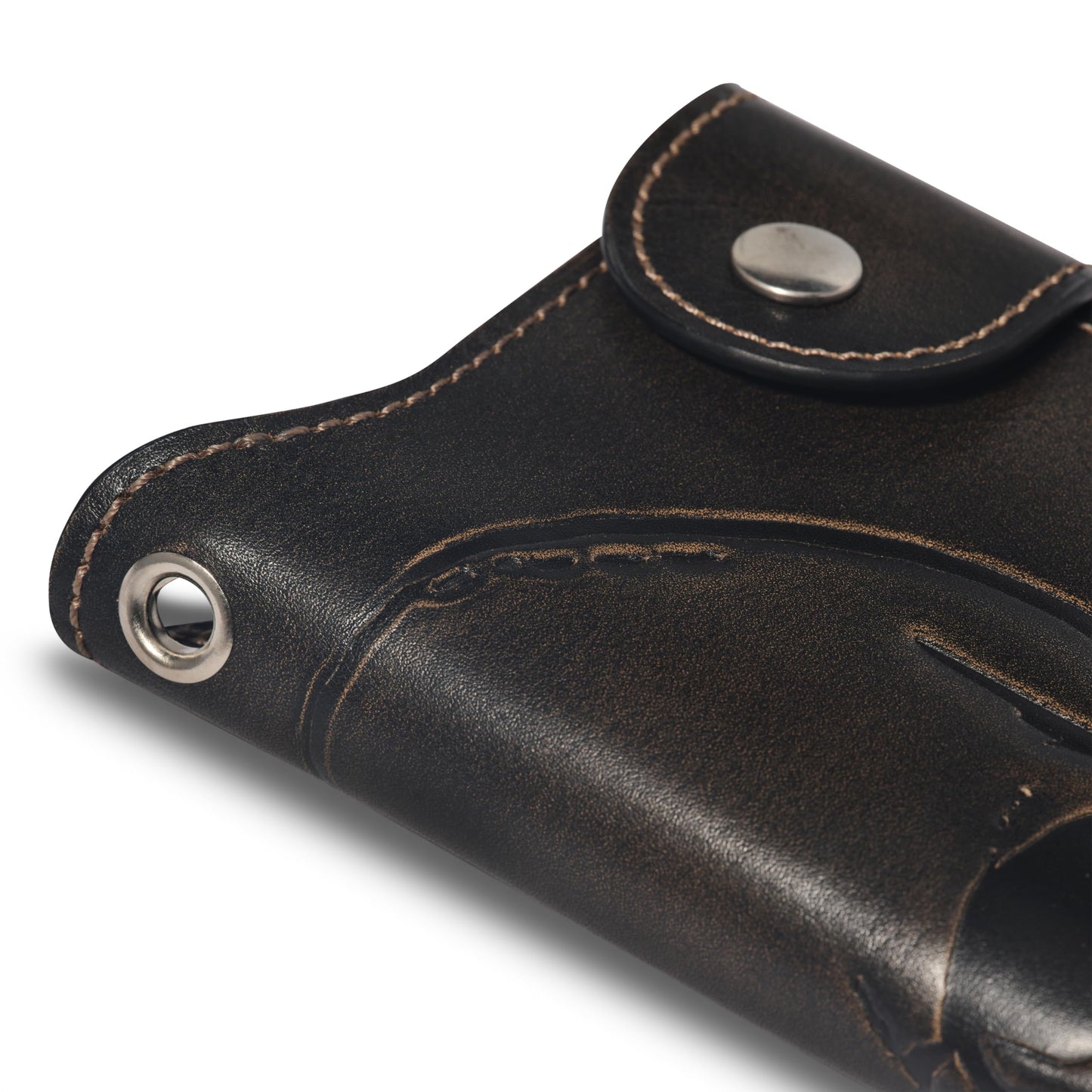 House of Jack Co. Skull Biker Wallet for Men, Long Motorcycle Wallet with Grommet & Snap Closure, Full-Grain Cowhide Leather, Vintage Black (Chain Not Included)