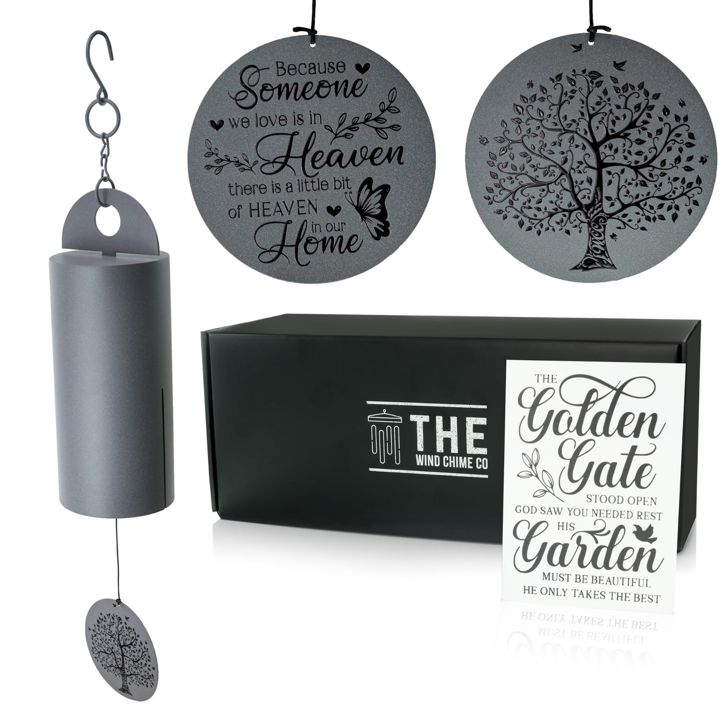 THE WIND CHIME CO 36" Extra-Large Serenity Bell Parameter Unique Serenity Bell with Deep Resonance Metal Cylinder Wind Chimes Outdoor Windbell Deep Tone Garden Decor Sympathy Gift Home Decoration