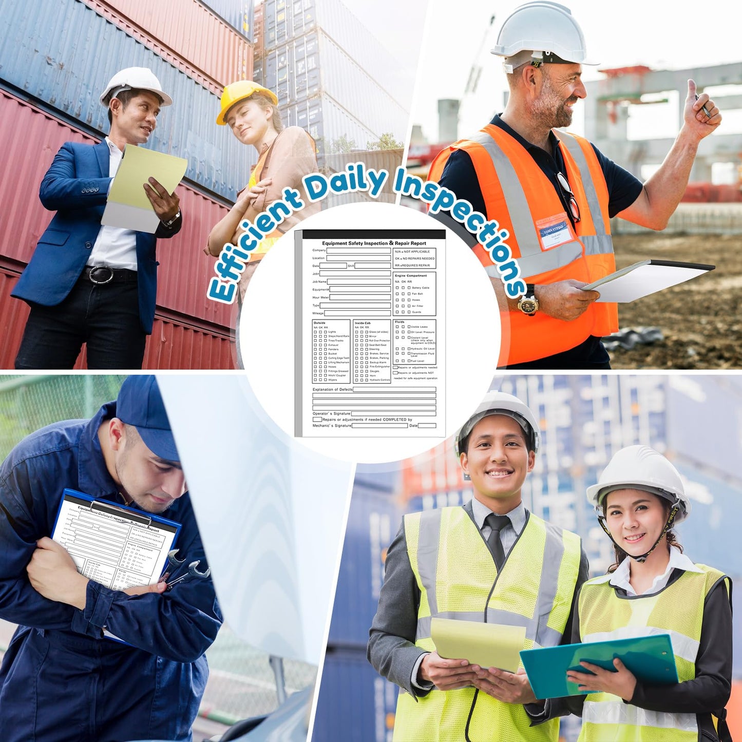 Humyoun 10 Pack 5.5" x 8.5" Equipment Safety Inspection Report Detailed Driver's Vehicle Inspection Report Book Daily Pre Trip 2-ply, Carbonless, 31 Sets of Forms Per Book