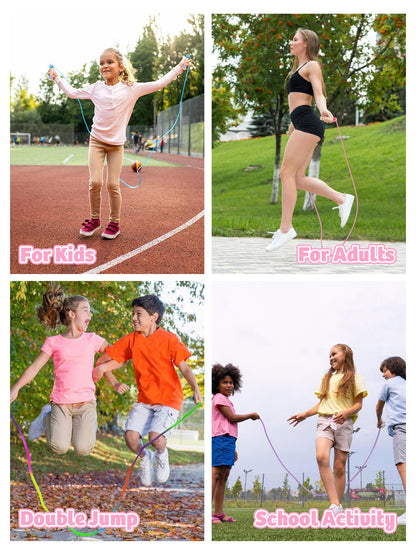 Jump Rope for Kids, Lorvain Adjustable Skipping Rope, Kids Jump Ropes with Wooden Handle for Girls Boys, Weighted Jumping Ropes for Fitness Workout Exercise Outdoor Fun Activity