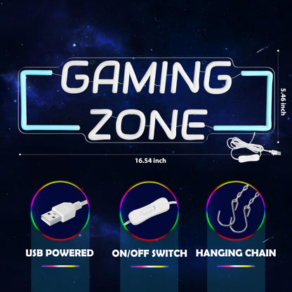 Kavaas Game Zone Neon Sign for Gameroom Wall Decor LED Light Signs - Gaming Zone Neon Sign for Teen Boy Bedroom- Best Gamer Gifts for Teenager, Kids