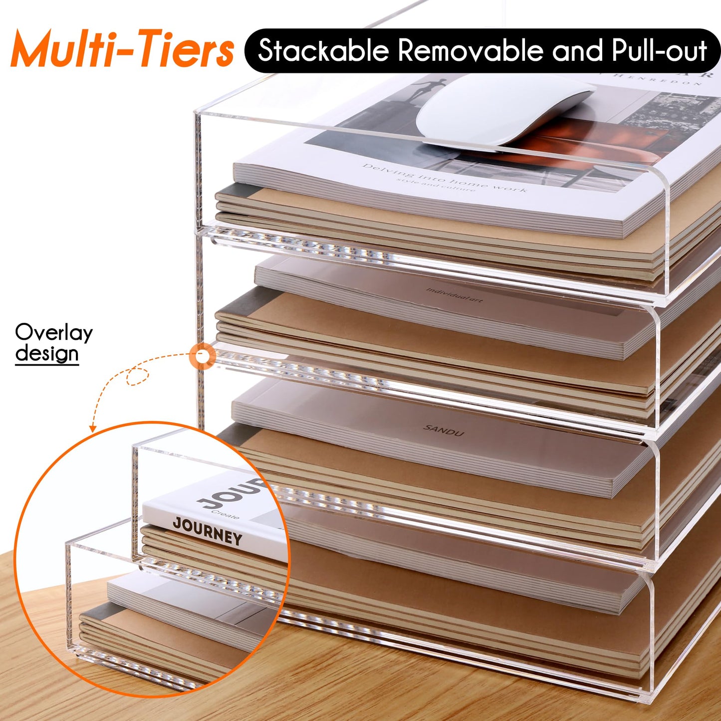 Paper Tray Organizer Clear Acrylic Desk Organizers and AccessoriesOffice Supplies Organization Stackable File Holder-Art Storage for School Classroom Workspace Letter Tray-2 Pack/2 Tier…