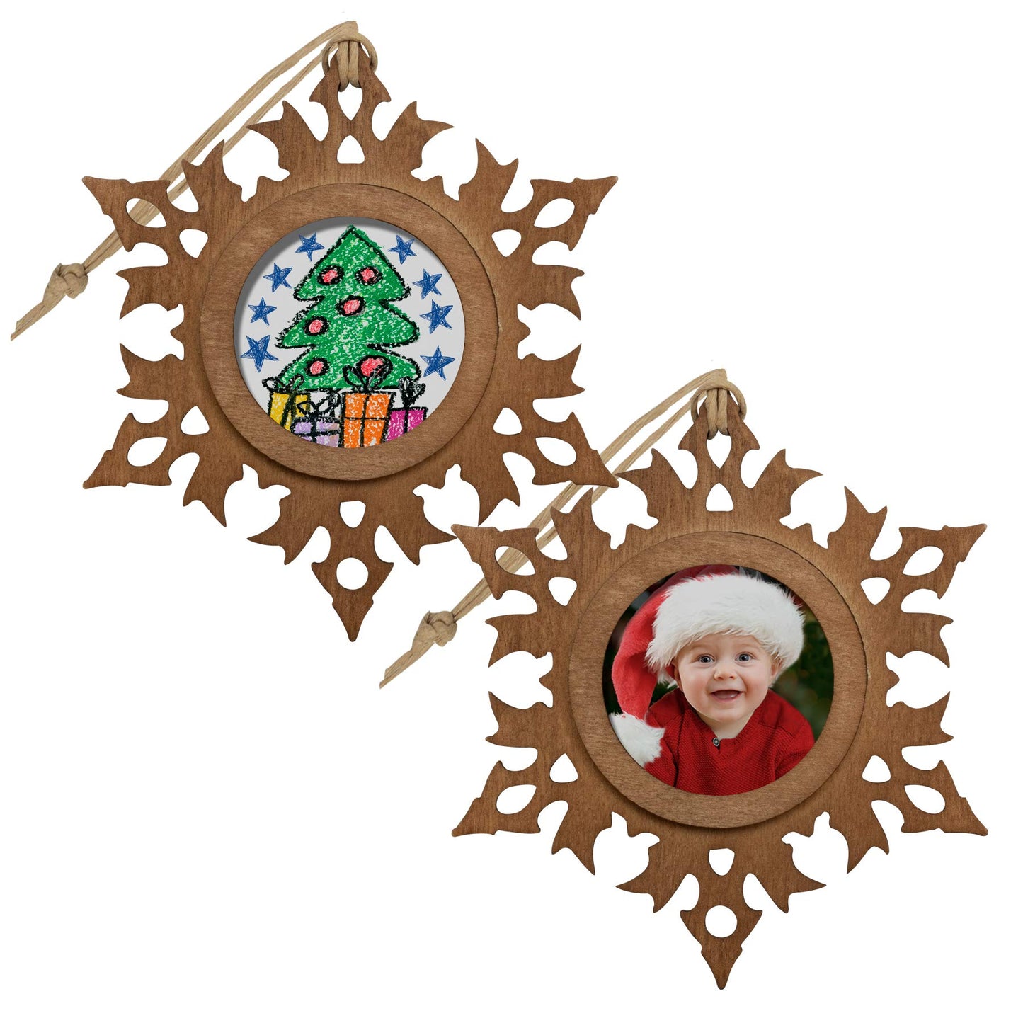 FINE PHOTO GIFTS Wood Snowflake 1.5" Photo Ornament - Pack of 100
