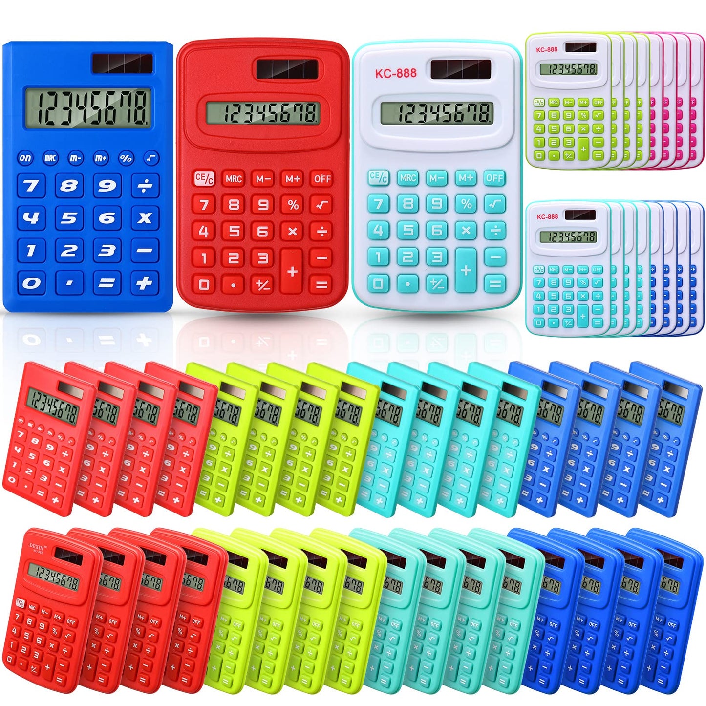 Yunsailing 48 Pcs Pocket Calculators Bulk Mini 8 Digit Handheld Calculator Small Basic Standard Calculator for Students Kids Teachers School Desktop Home Office, 3 Designs (Classic)