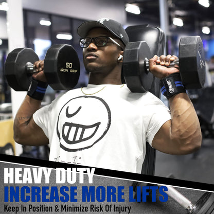 Beastpowergear Wrist Wraps |Competition Grade|18 Inch Professional Quality Provides Additional Wrist Support During Weightlifting, Powerlifting, Strength Training. (Black/Blue, 18")
