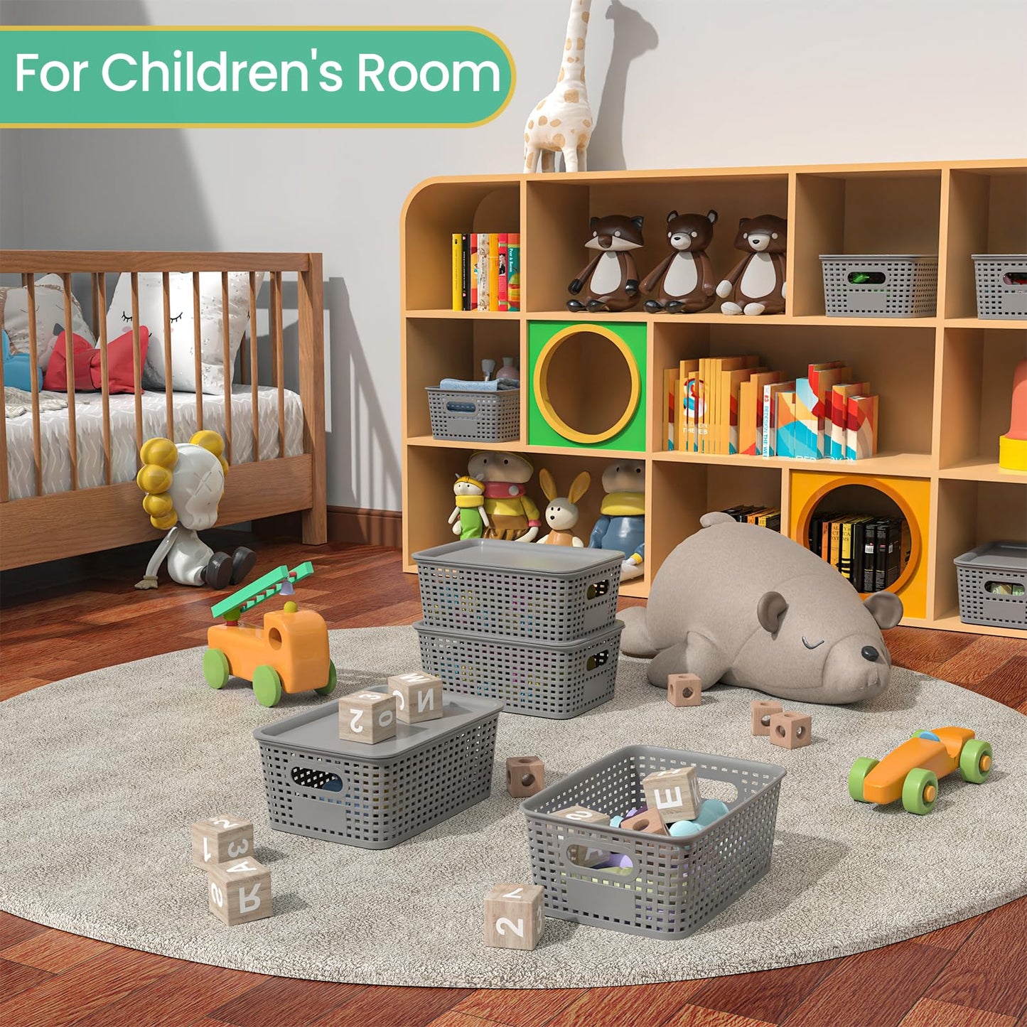 Plastic Storage Baskets with Lid-Plastic Storage Containers Stackable Storage bins: Storage Baskets for Organizing Shelves Drawers Desktop Closet Playroom Classroom Office,8 Pack-Gray10.2x7.2x4.1Inch